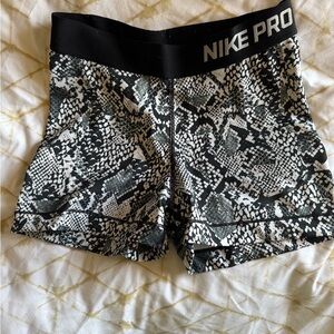 Nike Black and White Athletic Shorts with Snakeskin Print